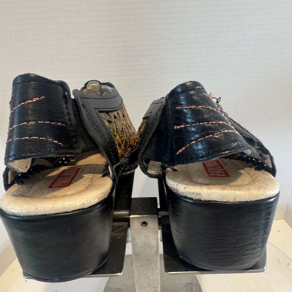 Pikolinos Romana Slingback Leather Floral Black/Green SIZE US 8.5 Made In Spain - Picture 4 of 8
